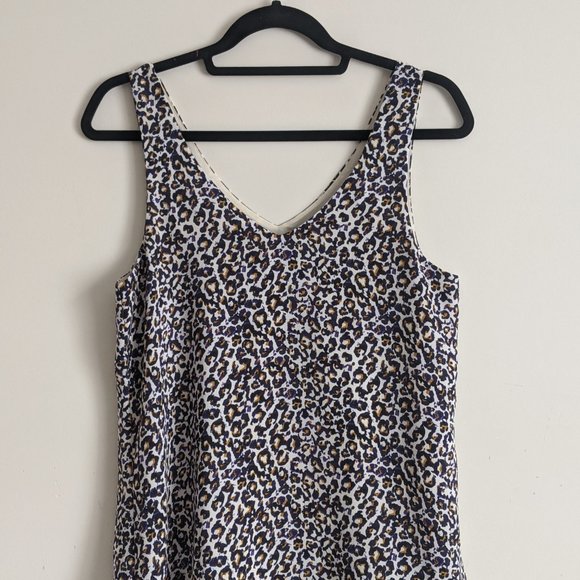 RW&Co. Crepe Wide Strap Cami Blouse - Blue Cheetah - Picture 1 of 5